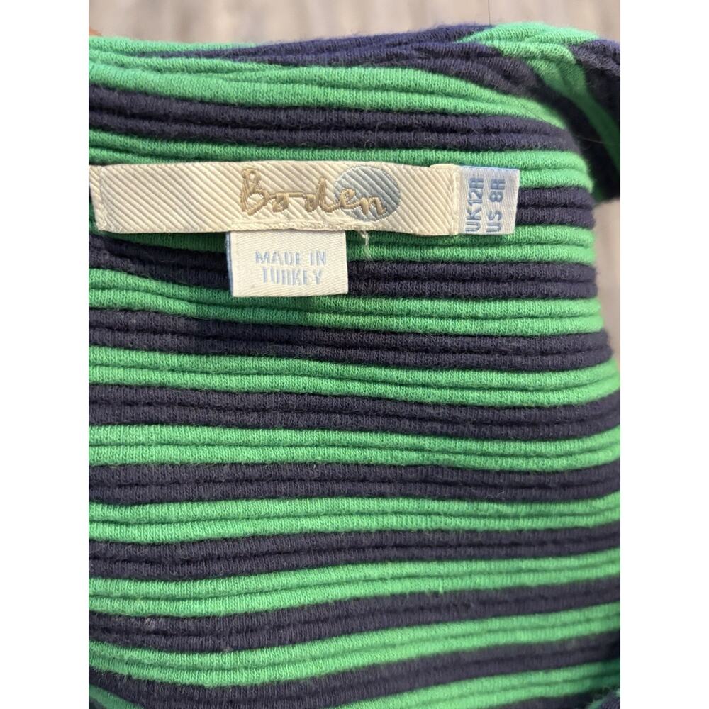 Boden Green and Navy Striped Midi Dress - Picture 6 of 7